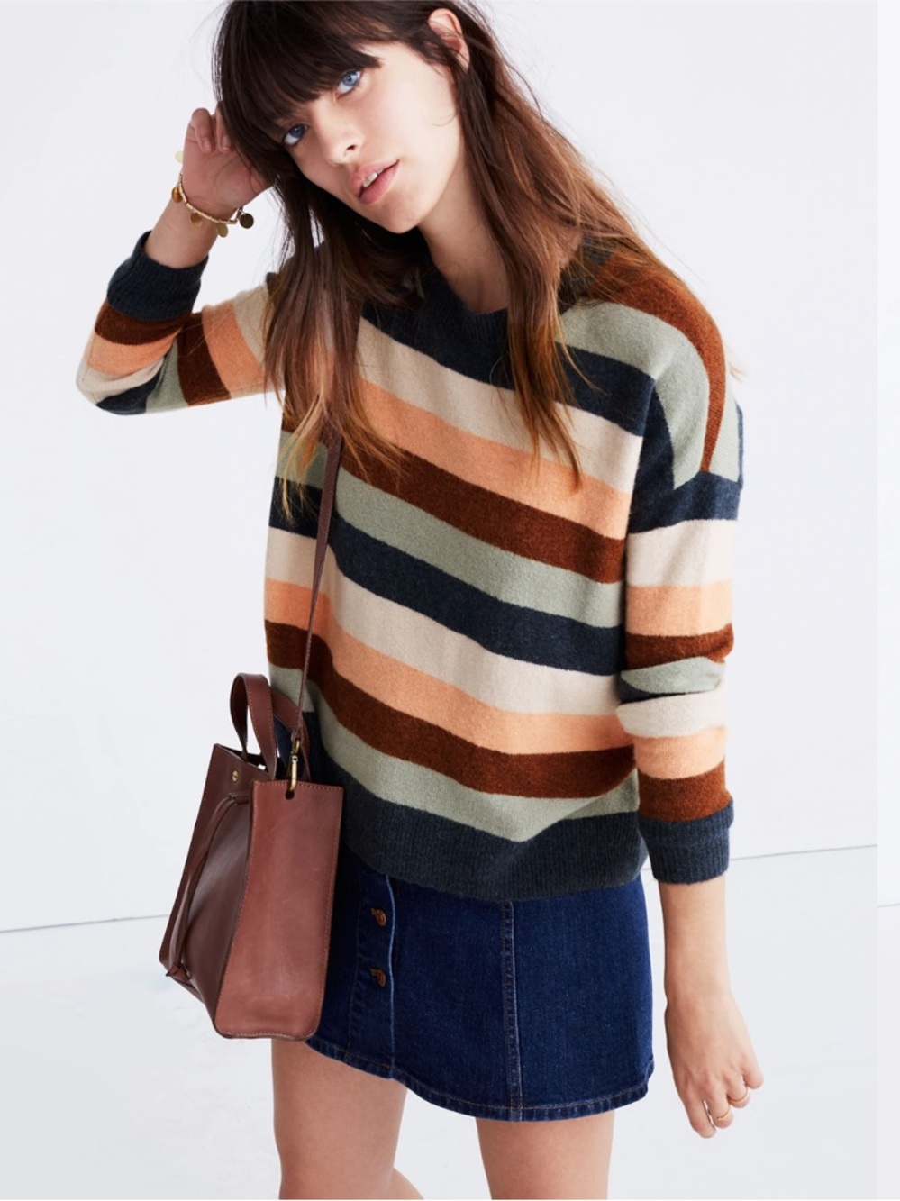 Madewell Women’s Pullover Sweater in Elmwood Stripe Size Medium